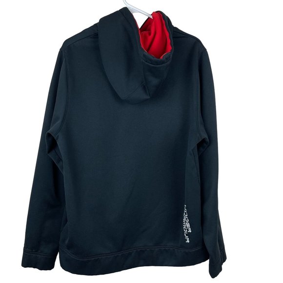 Under Armour Loose Storm Fleece Big Logo Hoodie Mens‎ Size M Black Red Pullover - Picture 4 of 13